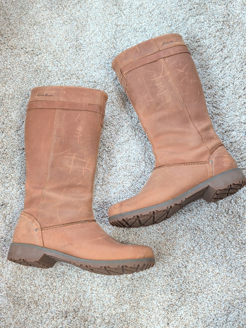 Eddie Bauer tall waterproof Boots Brown Nubuck Leather 9